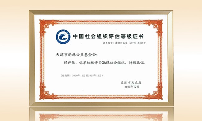 2021年1月-米兰·体育_米兰(中国)公益基金会荣获-天津市民政局颁发-3A级社会组织证书